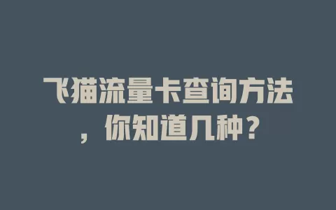 飞猫流量卡查询方法，你知道几种？