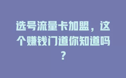 选号流量卡加盟，这个赚钱门道你知道吗？