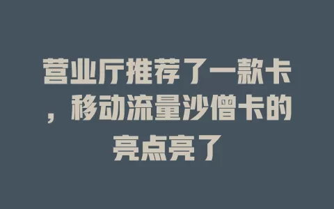 营业厅推荐了一款卡，移动流量沙僧卡的亮点亮了