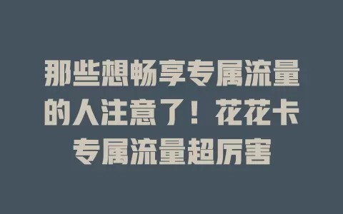 那些想畅享专属流量的人注意了！花花卡专属流量超厉害