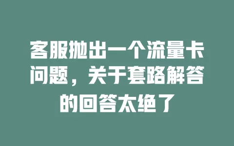 客服抛出一个流量卡问题，关于套路解答的回答太绝了