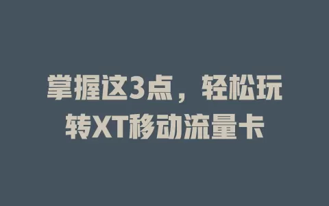 掌握这3点，轻松玩转XT移动流量卡