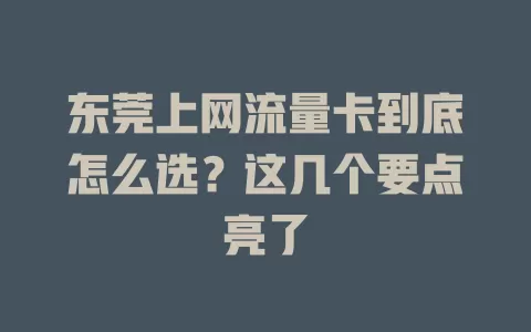 东莞上网流量卡到底怎么选？这几个要点亮了