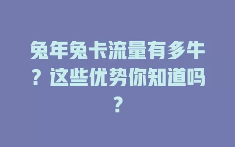 兔年兔卡流量有多牛？这些优势你知道吗？