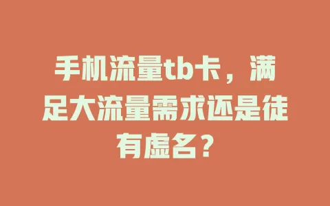 手机流量tb卡，满足大流量需求还是徒有虚名？