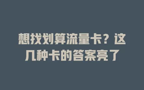 想找划算流量卡？这几种卡的答案亮了