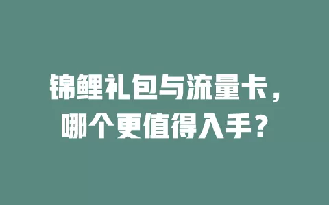 锦鲤礼包与流量卡，哪个更值得入手？