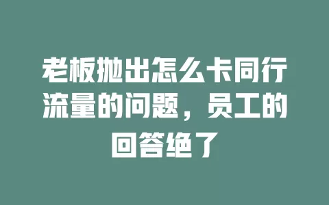 老板抛出怎么卡同行流量的问题，员工的回答绝了