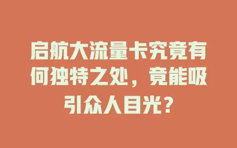 启航大流量卡究竟有何独特之处，竟能吸引众人目光？