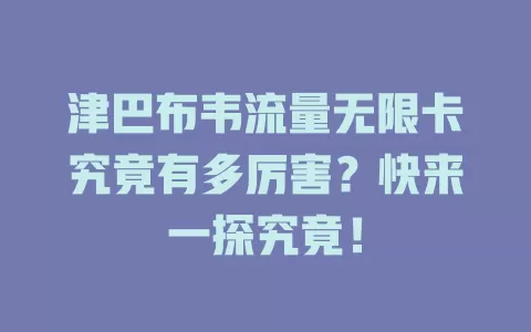 津巴布韦流量无限卡究竟有多厉害？快来一探究竟！