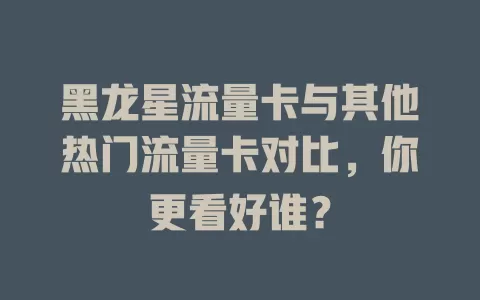 黑龙星流量卡与其他热门流量卡对比，你更看好谁？