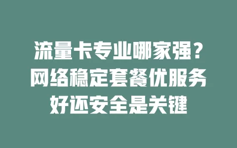 流量卡专业哪家强？网络稳定套餐优服务好还安全是关键