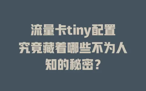 流量卡tiny配置究竟藏着哪些不为人知的秘密？