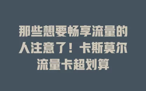 那些想要畅享流量的人注意了！卡斯莫尔流量卡超划算