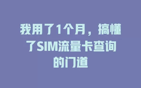 我用了1个月，搞懂了SIM流量卡查询的门道