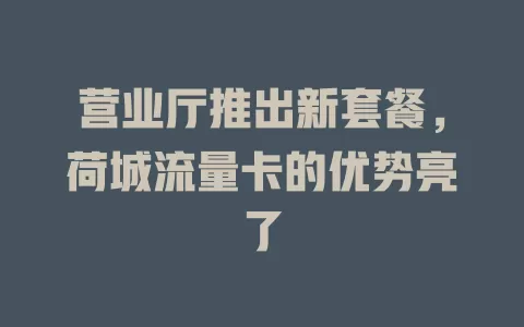 营业厅推出新套餐，荷城流量卡的优势亮了
