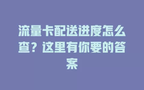 流量卡配送进度怎么查？这里有你要的答案