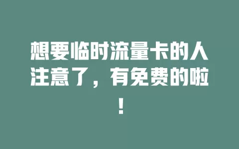 想要临时流量卡的人注意了，有免费的啦！