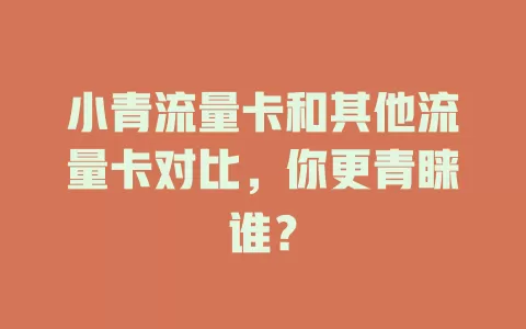 小青流量卡和其他流量卡对比，你更青睐谁？