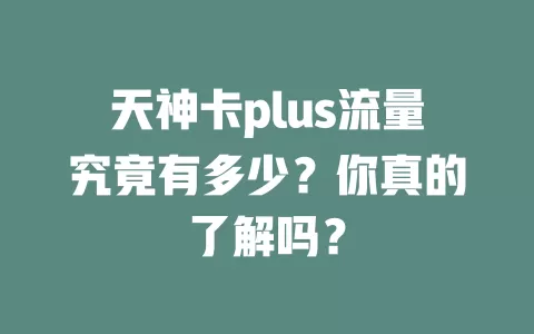 天神卡plus流量究竟有多少？你真的了解吗？