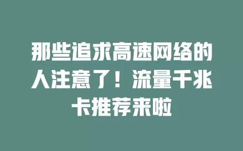 那些追求高速网络的人注意了！流量千兆卡推荐来啦