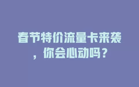 春节特价流量卡来袭，你会心动吗？
