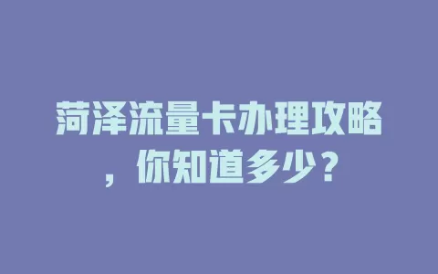 菏泽流量卡办理攻略，你知道多少？