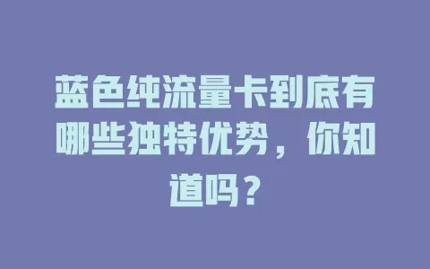 蓝色纯流量卡到底有哪些独特优势，你知道吗？