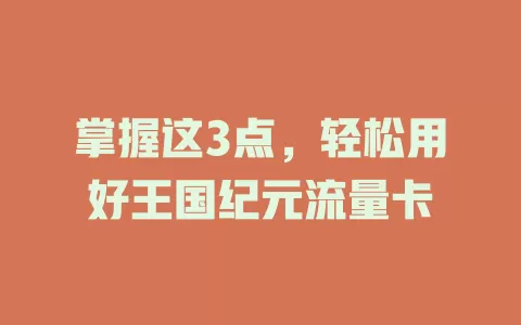 掌握这3点，轻松用好王国纪元流量卡