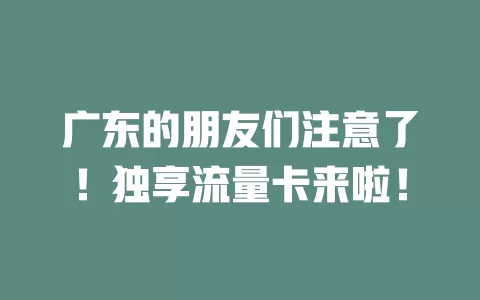 广东的朋友们注意了！独享流量卡来啦！