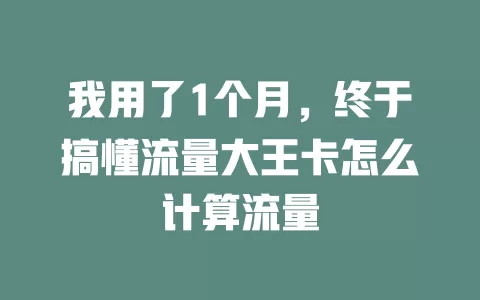 我用了1个月，终于搞懂流量大王卡怎么计算流量