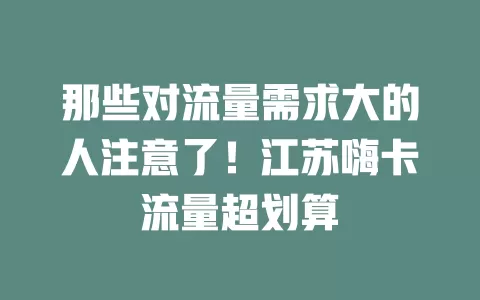 那些对流量需求大的人注意了！江苏嗨卡流量超划算