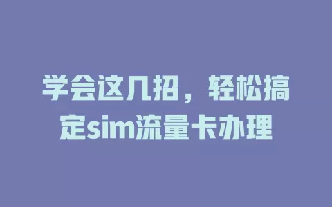 学会这几招，轻松搞定sim流量卡办理