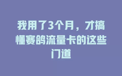 我用了3个月，才搞懂赛鸽流量卡的这些门道