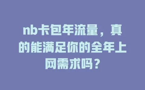 nb卡包年流量，真的能满足你的全年上网需求吗？