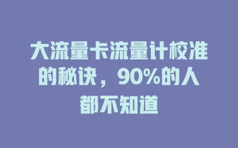 大流量卡流量计校准的秘诀，90%的人都不知道