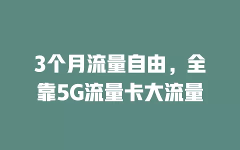 3个月流量自由，全靠5G流量卡大流量
