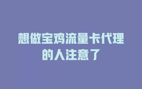 想做宝鸡流量卡代理的人注意了