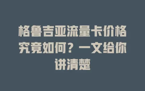 格鲁吉亚流量卡价格究竟如何？一文给你讲清楚
