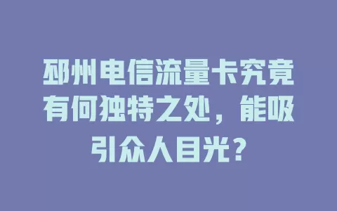 邳州电信流量卡究竟有何独特之处，能吸引众人目光？