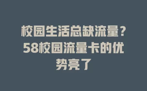校园生活总缺流量？58校园流量卡的优势亮了