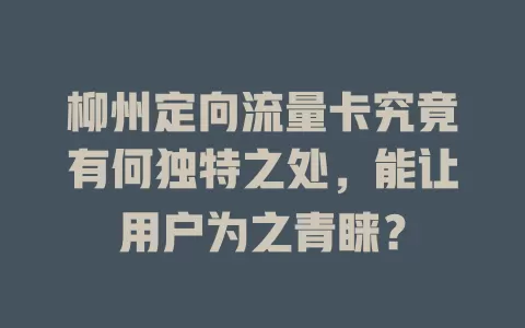 柳州定向流量卡究竟有何独特之处，能让用户为之青睐？