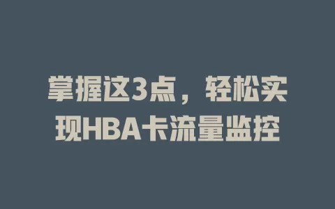 掌握这3点，轻松实现HBA卡流量监控