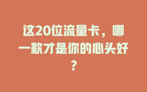 这20位流量卡，哪一款才是你的心头好？