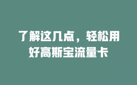 了解这几点，轻松用好高斯宝流量卡