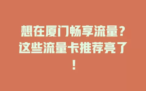 想在厦门畅享流量？这些流量卡推荐亮了！