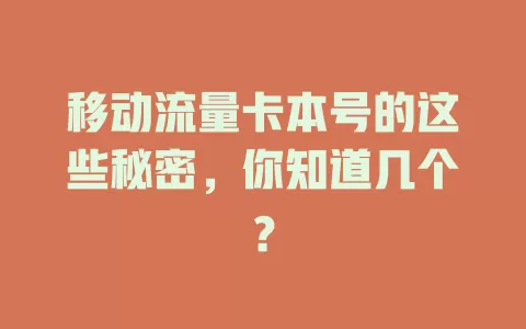 移动流量卡本号的这些秘密，你知道几个？