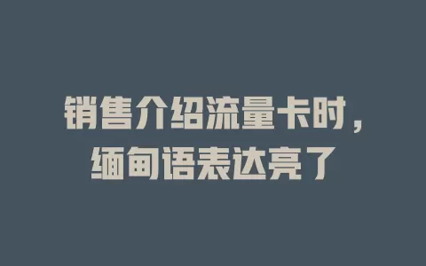 销售介绍流量卡时，缅甸语表达亮了