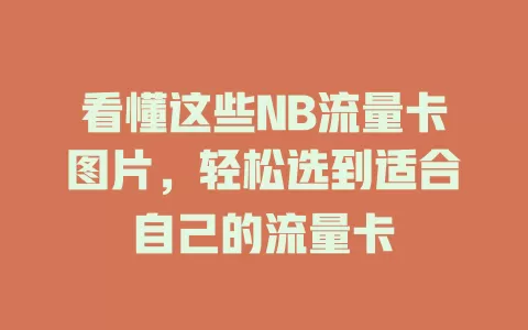 看懂这些NB流量卡图片，轻松选到适合自己的流量卡