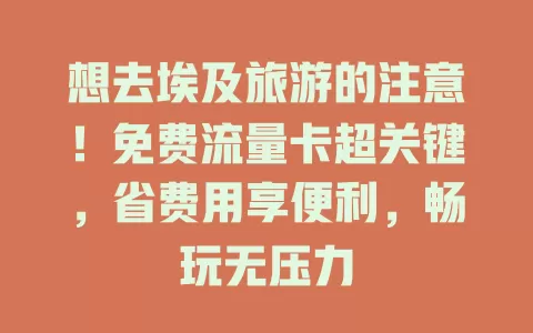 想去埃及旅游的注意！免费流量卡超关键，省费用享便利，畅玩无压力